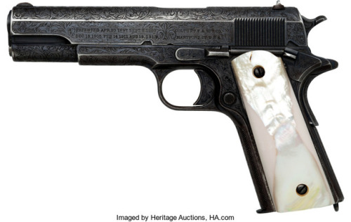 Engraved Colt 1911 with pearl grips, shipped to Colt President C.L.F. Robinson, President of Colt fr