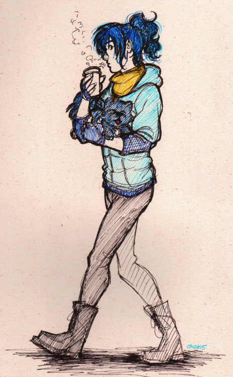 eemamminy:  Inktober Day 7(staedtler fineliner) Thought I’d draw something cute to lighten things up after the last few days! Pumpkin spice Aoba |3 