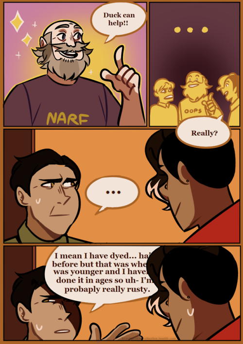 kravitaz-of-the-situation:A comic about Aubrey discovering that Duck dyes his hair ╭( ･ㅂ･)و ̑̑ In my