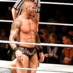 therubymichaelsblog:  Houseshow Pic  Randy looks good on his knees ;)