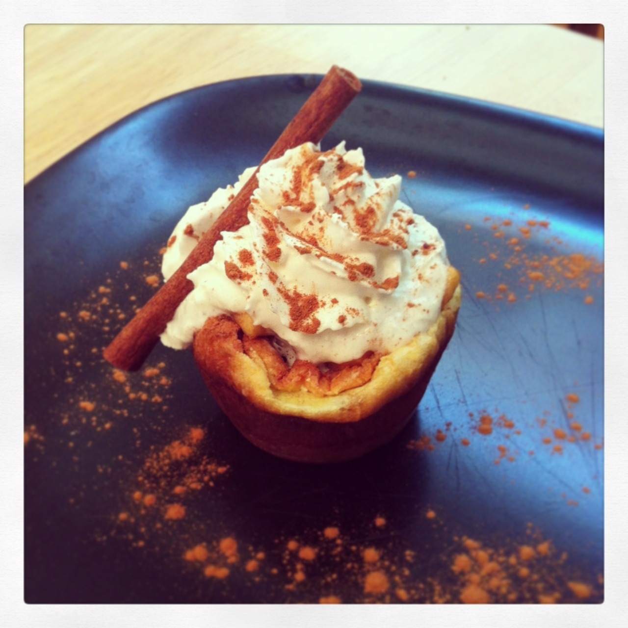 Alexis and I made miniature German pancakes in a muffin tin with cinnamon and sugar