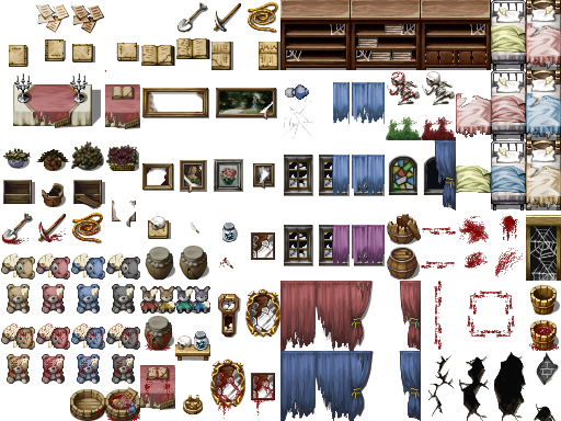 Some Horror Tilesets For A Pack Im Working On Flaming Teddy