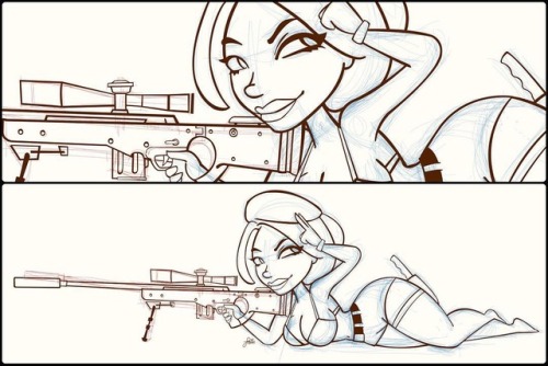 Meet Skyler Snipe! My #latest #fiverr #commission. #pinup #girl #sniper #drawing #wip