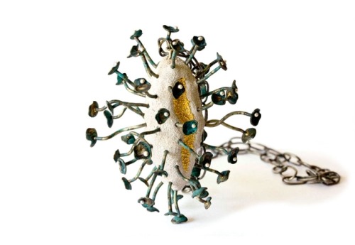 Arata FuchiPendant: Medusa, 2013Silver, Oxidized silver, Silver powder, Fine gold, Fine silver, Oxid