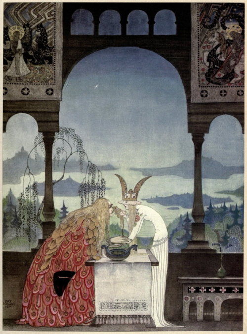 bell-woodhope:  Kay Nielsen illustration for “East of the Sun and West of the Moon. Old Tales from the North”. Tales: “East of the Sun and West of the Moon”, “The Lassie and Her Godmother”, “Three Princesses of Whiteland”. 
