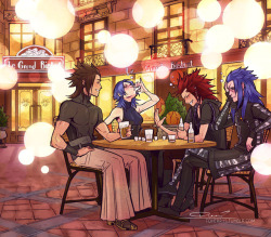 toherrys:  ne-oh-sama: toherrys:  Parent!Squad out for a much needed drink. Or ten. Lea and Isa did not know what they were getting into when the challenged Aqua to a drinking contest. Terra knows better.  A part of me wants to say that Terra and Aqua