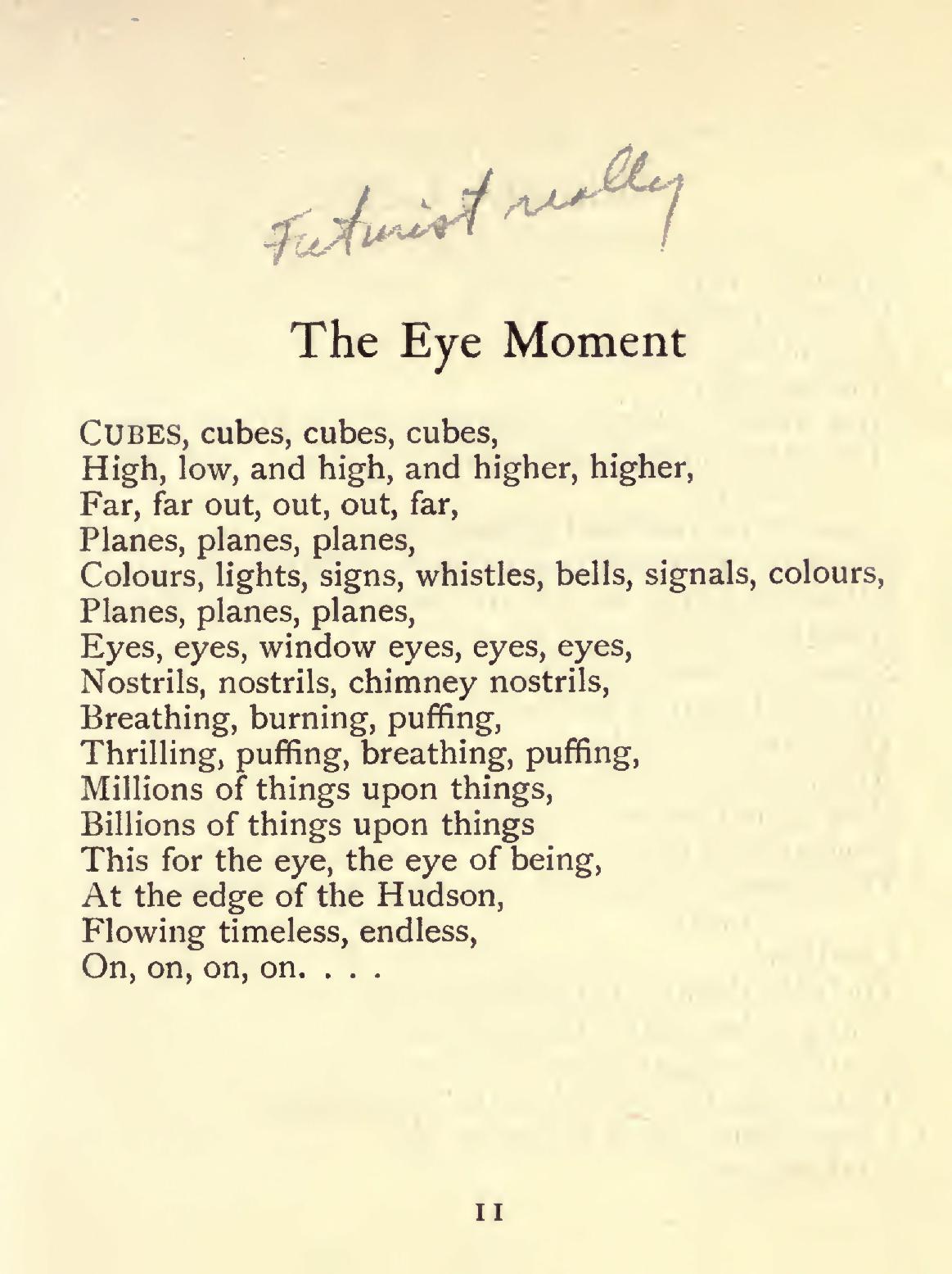 Max Weber / The Eye Moment
from Cubist Poems (1914)