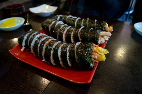 Bul Gochujang Kimbap 불고추장 김밥, Tuna Kimchi Kimbap 참치김치김밥, Charcoal Grilled Pork Kimbap 슻불김밥Charles Su