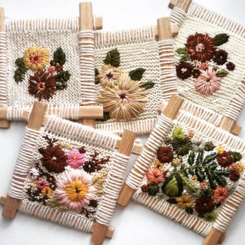 Embroidered knittings by Fleur Lyon 