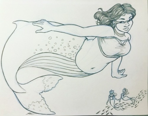 Day 6 of #mermay is a whale mermaid! (And, you know, two onlooking mermaids for scale.) She’s 