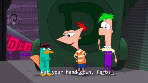 nail-bat-lesbian: ariminiria:  libertarirynn:   edge-has-no-chill:   theunvanquishedzims:  ironwoman359:  jewishdragon: Remember how fucking hilarious Phineas and Ferb was? I like that this implies that Ferb DOES lead a bizarre double life that we the