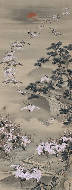 japaneseaesthetics:One Hundred CranesHakutsuru zu百鶴図Kano Yusetsu (, mid-19th centuryMEDIUM/TECHNIQUE