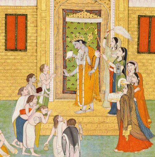 Vishnu receives the Kumaras in Vaikuntha