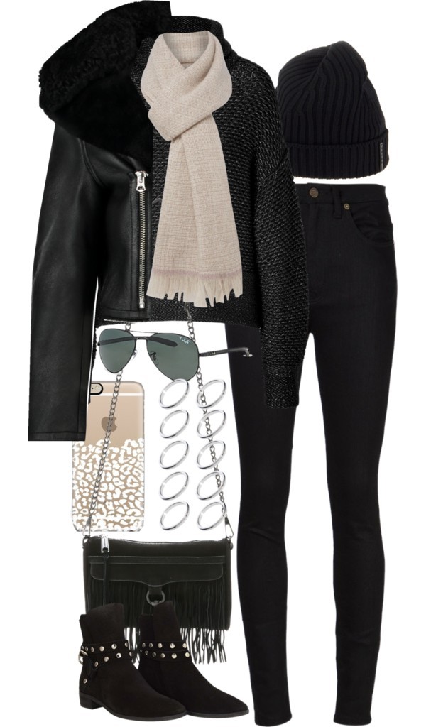 Inspired outfit for hanging with friends by whathayleywore featuring black boots
Helmut Lang black turtleneck / Acne Studios moto jacket, 2 955 AUD / Yves Saint Laurent skinny jeans, 795 AUD / See by Chloé black boots, 420 AUD / Rebecca Minkoff...