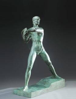 ganymedesrocks:  Raymond Delamarre (1890-1986) David, created in 1924,  Casting D. GODARD This dynamic figure was conceived by Raymond Delamarre in 1924, whilst he was in Rome, studying at the Villa Medici.  Delamarre later commented that the composition