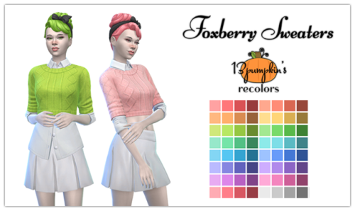 13pumpkin31: Sims 4♦ Weepingsimmer’s Foxberry SweatersGrab the edited meshes HERE♦