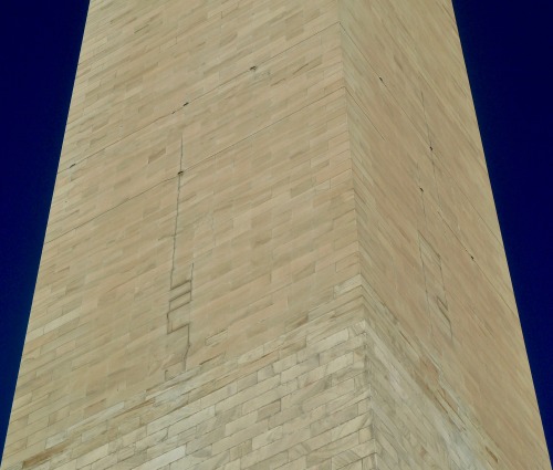 The Upper Reaches of the Washington Memorial .. [1 / 2] Under bright sunshine, the deep blue sky bec