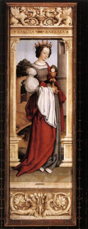 artist-holbein: St. Barbara, 1516, Hans Holbein the YoungerMedium: oil,panel