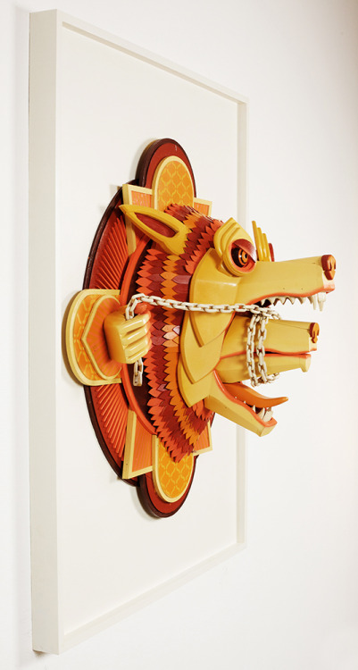 feralworks:  archiemcphee:  Portland, Oregon-based artist AJ Fosik (previously featured here) has created an awesome new series of dynamic and vibrant wooden sculptures. Each ferociously striking piece is made using locally sourced lumber from Oregon