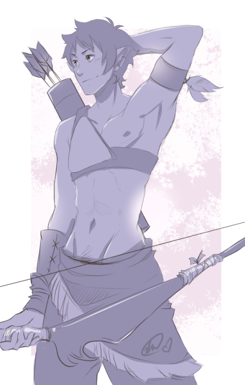 biblicacelestia: Was fixing up an old sketch of Lance as an elven archer. Laid a mask layer and slap