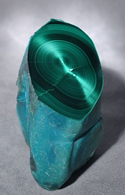 mineralists:Malachite with Chrysocolla Partially polished Stalactite Congo