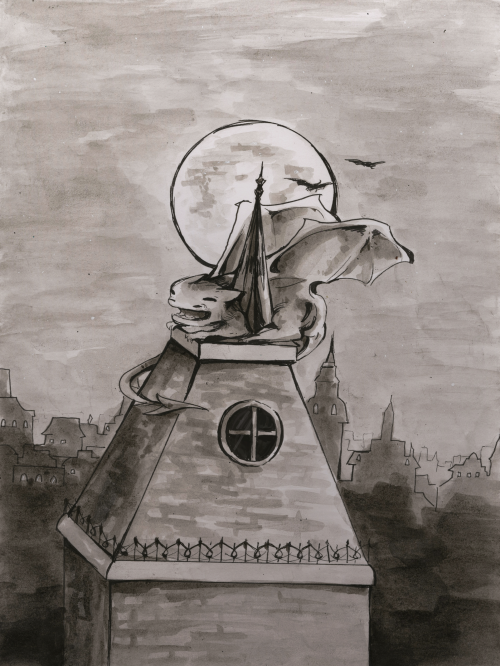 etinartcadiaego:book cover assignment - illustration without typography (ink and wash) 