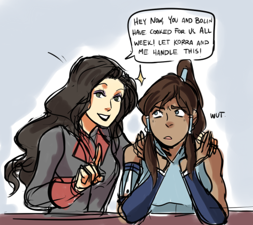 omako:  I’m so sorry for the horrible quality that is this comic. But I was so lazy. So very very lazy :( ANYWAYS, I was gonna draw a korrasami cooking pic but it occurred to me that Asami probably has no idea how to cook either. So this happened.