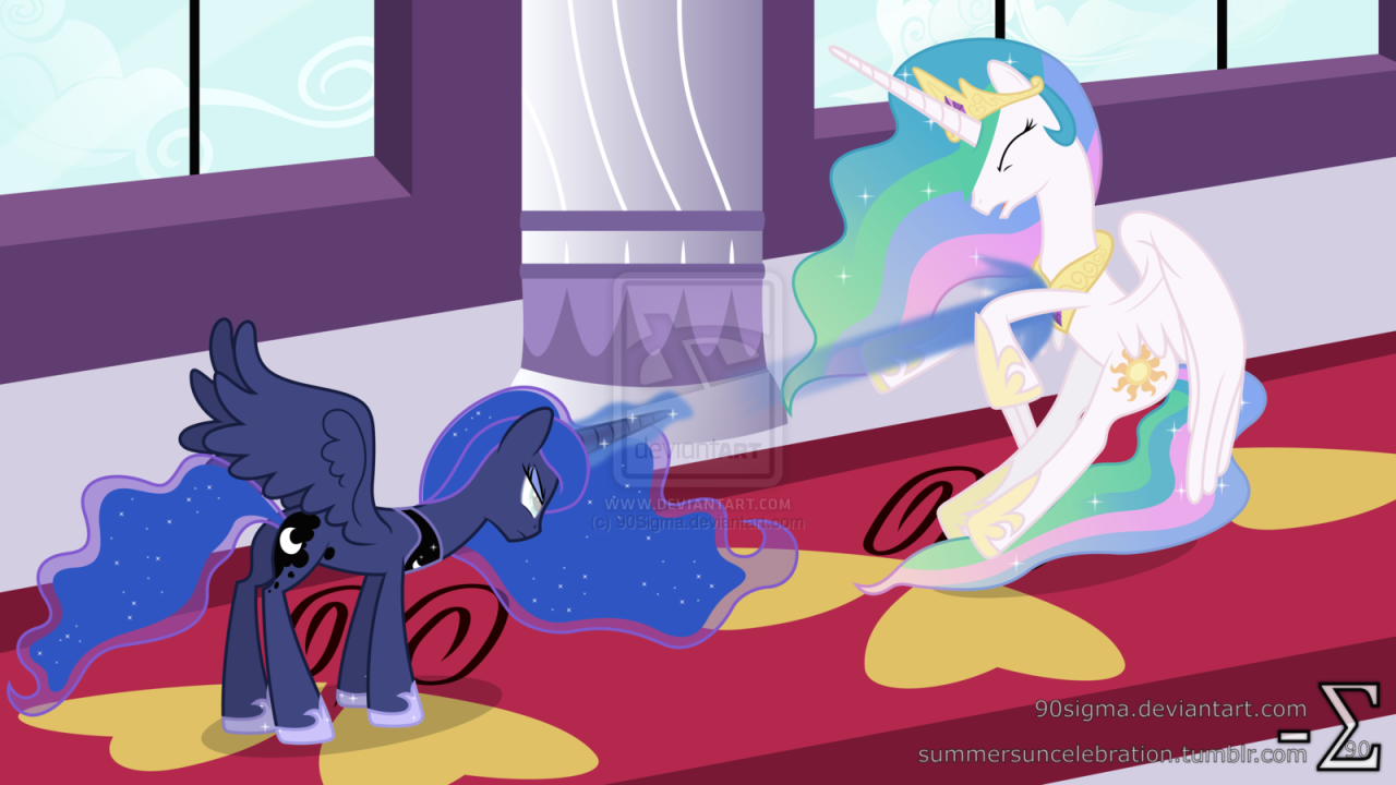 theponyartcollection:  Celestia and Luna Fighting (Luna Major Version) by =90Sigma
