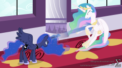 Theponyartcollection:  Celestia And Luna Fighting (Luna Major Version) By =90Sigma