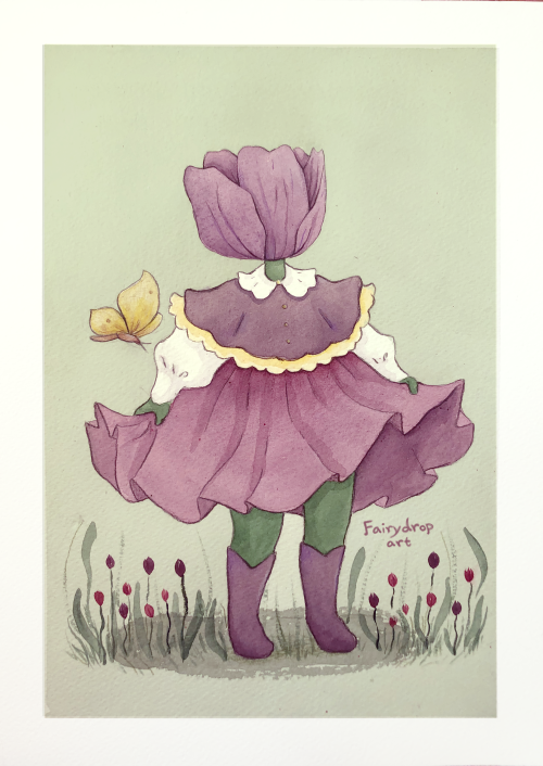 Tulip Girl #drawing#watercolour painting#art#illistration #artists on tumblr #fairy tale#traditional art