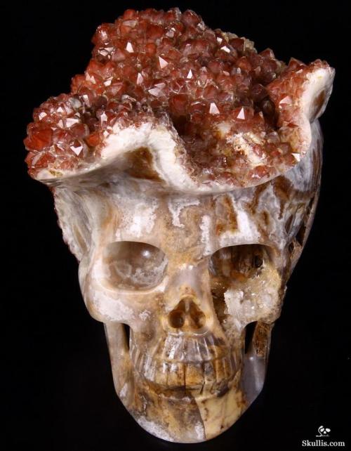 mineralists:Red Quartz craved crystal skull by Skullis