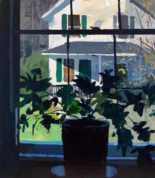 urgetocreate:Jeremy Miranda (American b.1980), Philodendron in Front of a Window, 2022, Acrylic on p