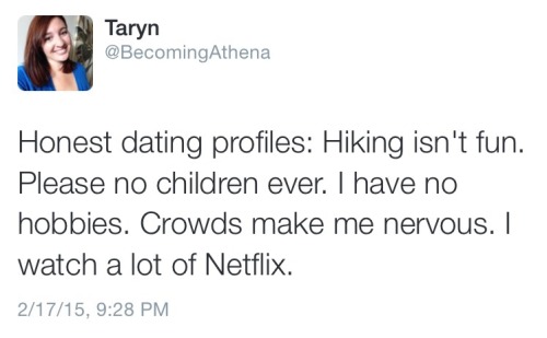 find-greatness:becomingathena:becomingathena:Inspired by adventures in Tindering.Casually reblogging