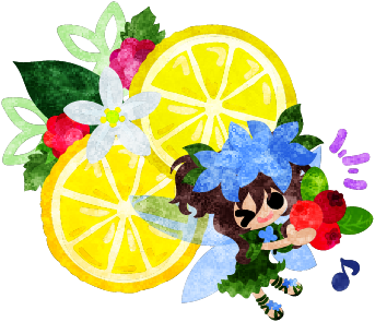 Atelier B W 可愛い妖精とレモンのオブジェのイラスト