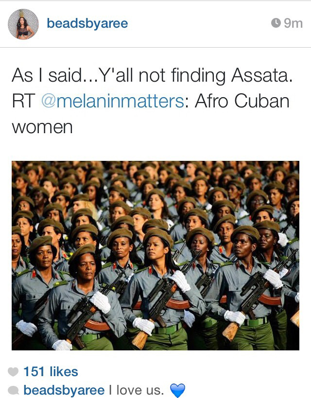 conspiracybruva:   blueklectic:  This is dope.  Hands off Assata, muthafucka! 