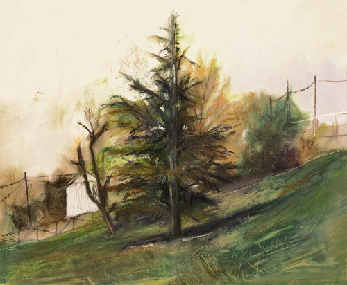 Parque de invierno, pleinair oil paste on paper