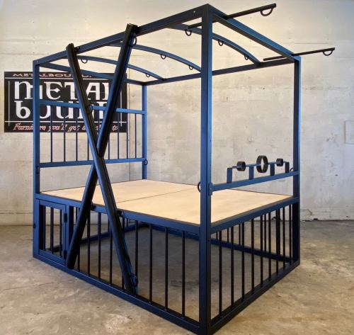 Customizable Steel Bed w/ Cage Customized bed goes to the next level in confining the bedroom slave.