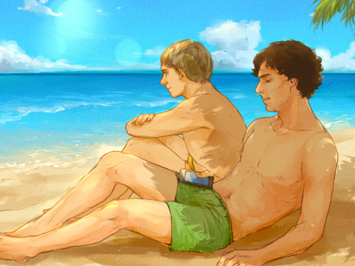 deducemysoul: scienceofcumberbatch requested john and sherlock at the beach