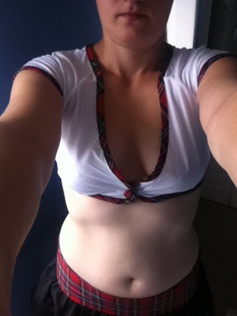 youngnsexyukcouple:  School girl out fit? Not sure whether we like it?