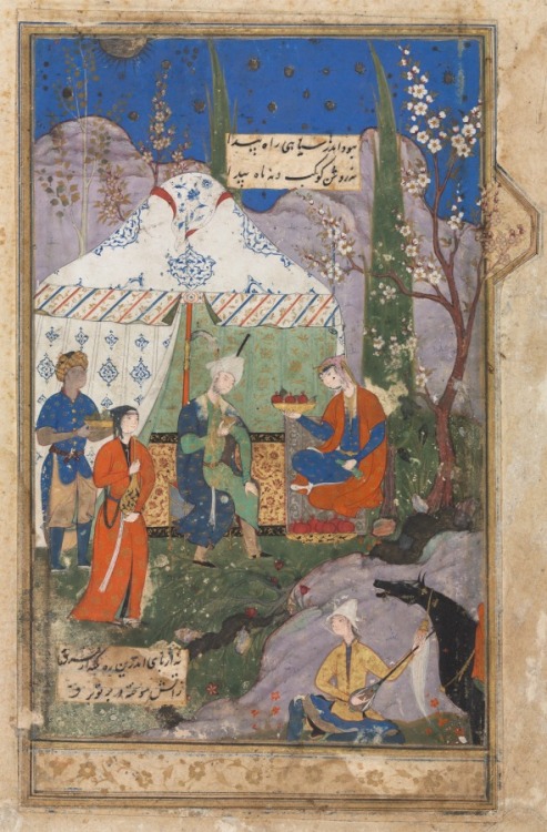 cma-islamic-art: Banqueting Scene with Khusrau and Shirin (verso), from a Khamsa (Quintet) of Nizami
