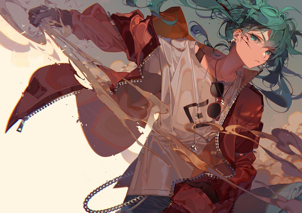 kawacy:  Hatsune Miku fanart💚based on the Sand Planet MV.