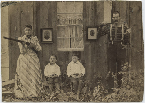onceuponatown:A very strange family portrait by W. B. Abbey, Sabineville, PA. Late 1800s, most likel