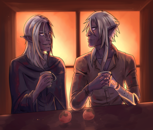 leidensygdom:Just some soft nice cute RP scene with @misterartist‘s drow, Karath’ractus (on the left