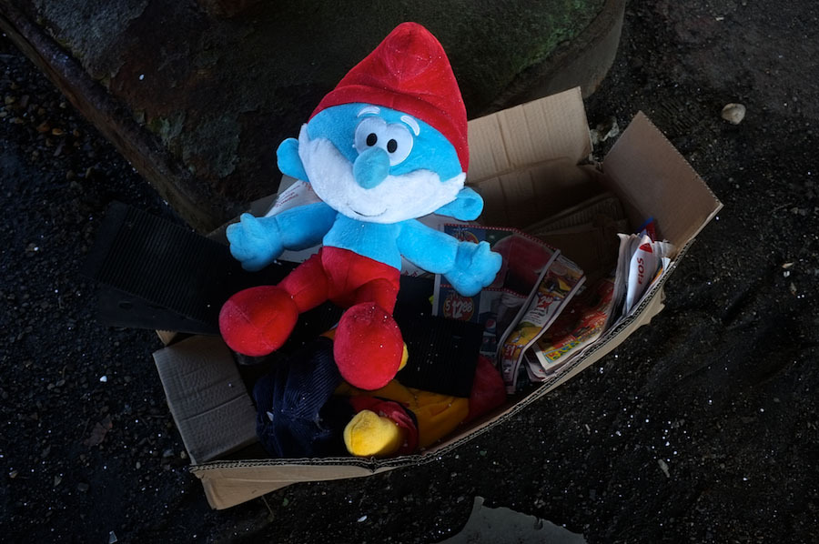 Poor Papa Smurf Can’t Catch a Break
Who is the idiot that threw Papa Smurf out? I found him below the BQE, which is a big dumping ground for people’s random crap.