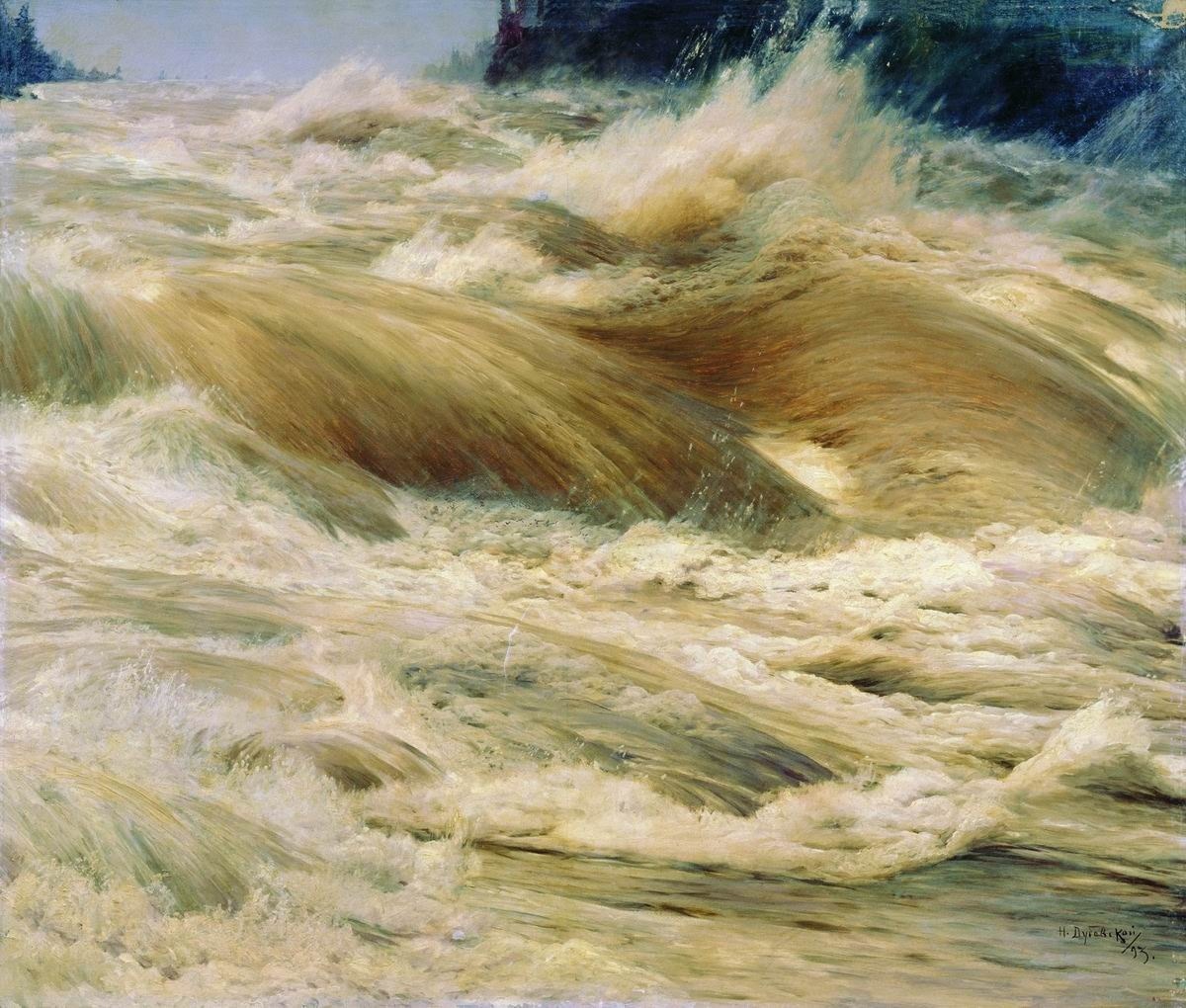 red-lipstick:Nikolay Dubovskoy (Russian, 1859 - 1918), The Imatra Waterfall, 1893,