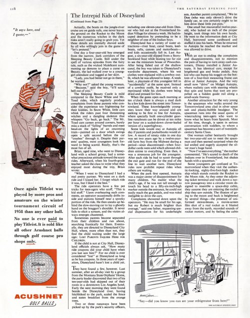 “The Intrepid Kids of Disneyland”Saturday Evening Post, June 28, 1958