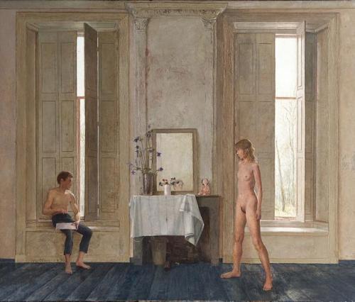 Interior with de Artist and his Model   -  Matthijs Röling  1970Dutch b. 1943-