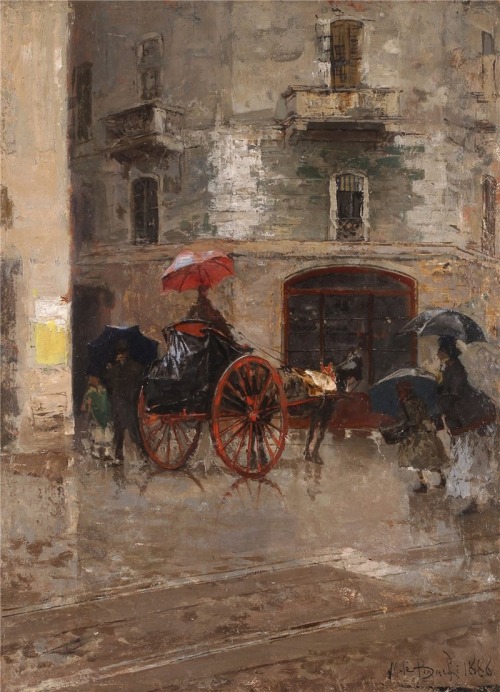 Rainy Day in Milan, 1886 by Mosè Bianchi (Italian, 1840&ndash;1904)