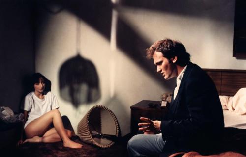 behindtheillusions: Director Quentin Tarantino on the set of Pulp Fiction (1994).