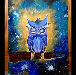 karen2306:  psychedelic-freak-out:  I painted an owl in space lmao  Love owls!! 😍😍